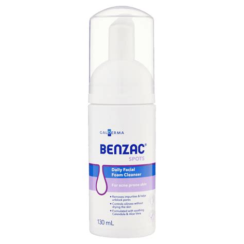 benzac daily facial foam cleanser.